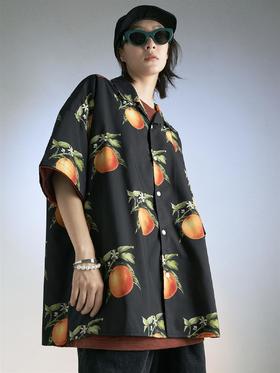 MODITEC 20SS复古甜橙花朵古巴mojito衬衫宽松夏威夷衬衣国潮嘻哈