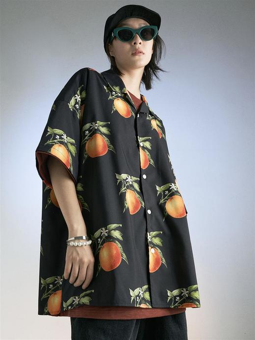 MODITEC 20SS复古甜橙花朵古巴mojito衬衫宽松夏威夷衬衣国潮嘻哈 商品图0