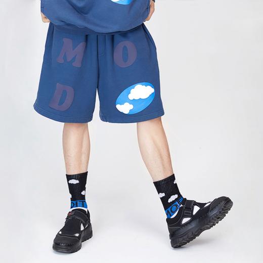MODITEC 20秋冬 四色抓绒宽松短裤 蓝天白云立体印花廓形五分裤 商品图1