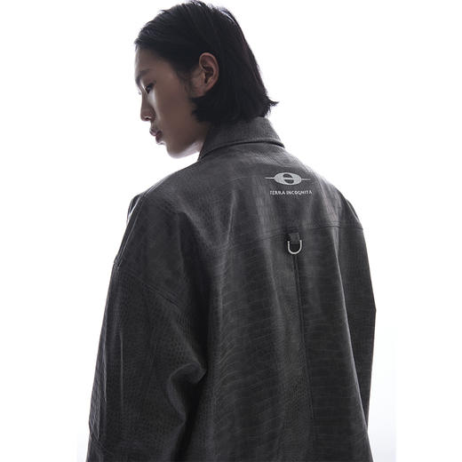 TERRAINCOGNITA原创PU皮短款鳄鱼纹皮衣宽松廓形百搭休闲外套男女 商品图0