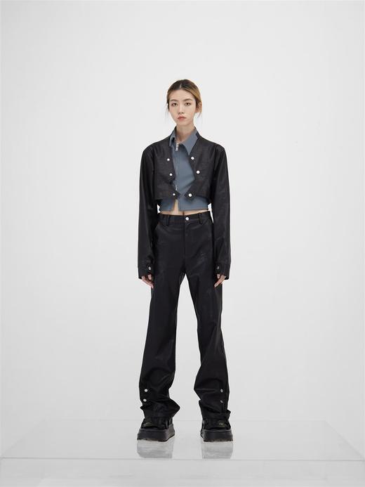 49PERCENT(49%)金属纽扣PU皮短款外套 商品图0