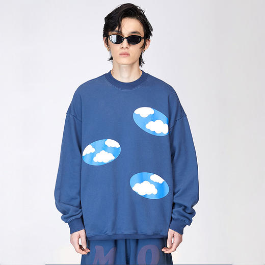 MODITEC四色云朵发泡立体印花抓绒卫衣宽松情侣潮流韩版 周深同款 商品图3