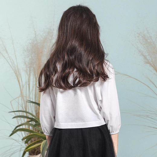 【舒适透气上衣】mettekids童装娃娃领白色衬衫T恤女童春季新款卫衣服 商品图3