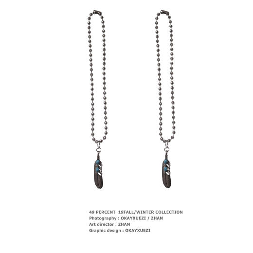 49PERCENT原创设计羽毛吊饰男女项链配饰简约质感 商品图4
