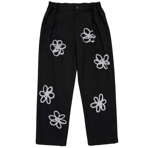 MODITEC 20宽松手绘花朵图案西裤反光印花调节腰围西裤刘冬沁同款 商品图4