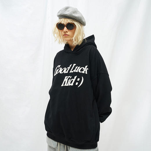 MODITEC 20秋冬 GOODLUCK发泡印花抓绒宽松帽衫 双色廓形帽衫 商品图2