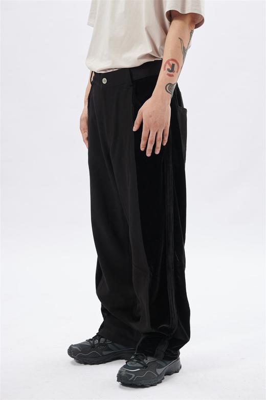 TERRA INCOGNITA新款廓形丝绒拼接休闲宽松垂感西裤男女款 商品图1