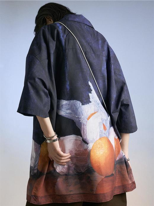 MODITEC 20SS夏季藏青甜橙印花古巴短袖衬衫宽松夏威夷衬衣男女款 商品图2