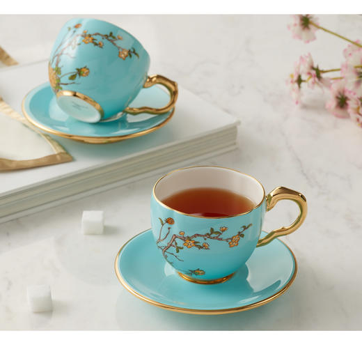 夫人瓷西湖蓝咖啡杯元杭瓜棱树枝杯碟150ml 商品图0