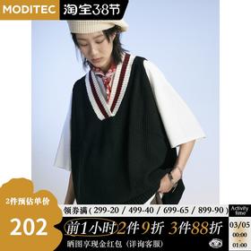 MODITEC 20SS 常青藤学院风针织撞色坎肩背心许佳琪 李润祺同款