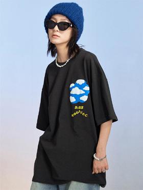 MODITEC 20SS “男孩别哭”标语发泡印花宽松短袖T恤休闲纯棉TEE