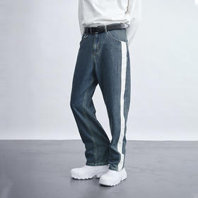 TERRAINCOGNITA20AW拼皮高级质感百搭舒适拼接长裤休闲牛仔裤男女