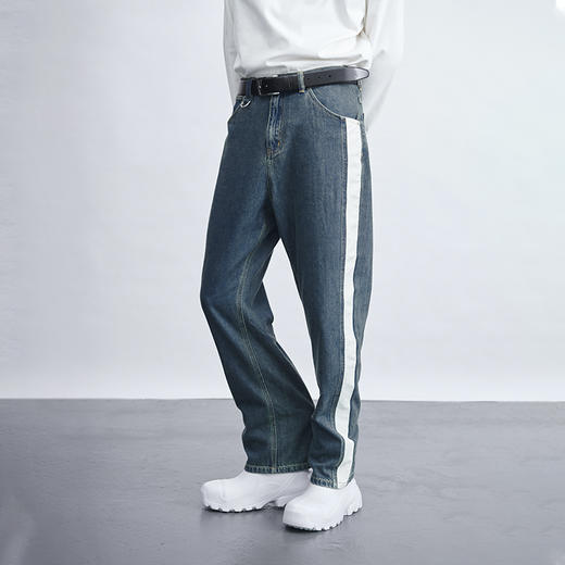 TERRAINCOGNITA20AW拼皮高级质感百搭舒适拼接长裤休闲牛仔裤男女 商品图0
