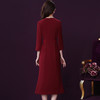 WXY-新款七分袖收腰女神范绣花缎面裙醋酸红色连衣裙 商品缩略图2