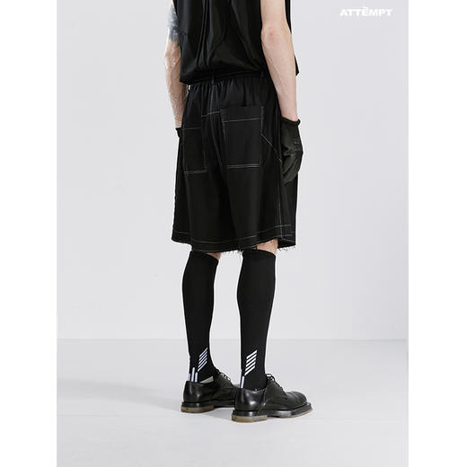 ATTEMPT SS21 双褶明线毛边西装短裤夏季线条宽松五分休闲短裤 商品图1