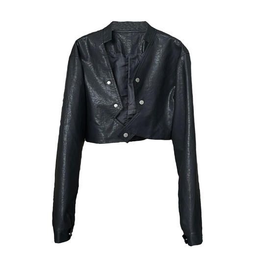 49PERCENT(49%)金属纽扣PU皮短款外套 商品图4