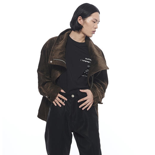 TERRAINCOGNITA咖色两穿灯芯绒高领外套休闲百搭保暖夹克男女 商品图1