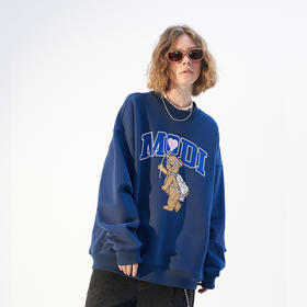 MODITEC 21春夏 爱心气球小熊印花加绒毛圈卫衣 可爱情侣宽松卫衣