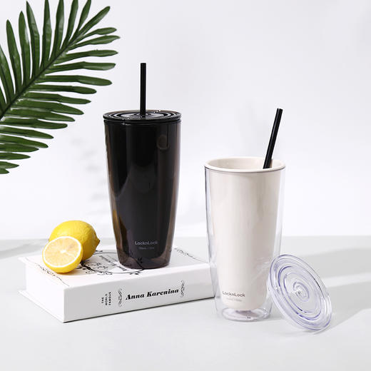 乐扣乐扣吸管杯ins风带吸管水杯女塑料杯子大人简约大容量奶茶男  HAP507 商品图3