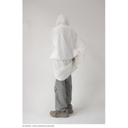 49PERCENT(49%)白色皱感太空风衣可拆卸短款休闲冲锋外套男女简约 商品图3