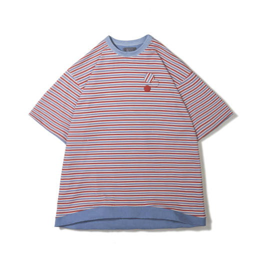 UMAMIISM 20SS  夺宝奇兵怪奇拼接双面穿莫兰迪色调圆领条纹T恤 商品图4