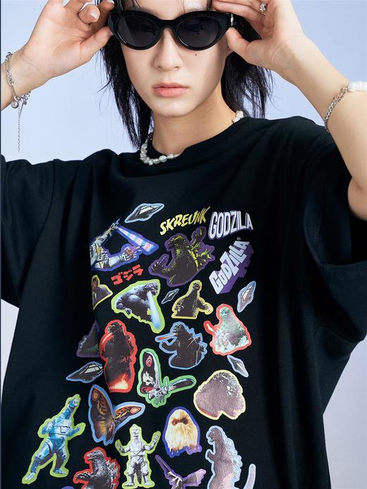 MODITEC 20SS蒸汽波怪兽印花短袖T恤OVERSIZE宽松休闲纯棉国潮 商品图2
