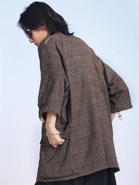 MODITEC 20SS 格纹立体口袋抽绳工装短袖男女原创OVERSIZE宽松T恤