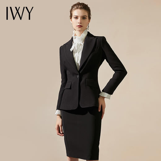 IWY/黑色职业半裙套装都市职场OL套装西服 C357(黑)+203080B1 商品图0
