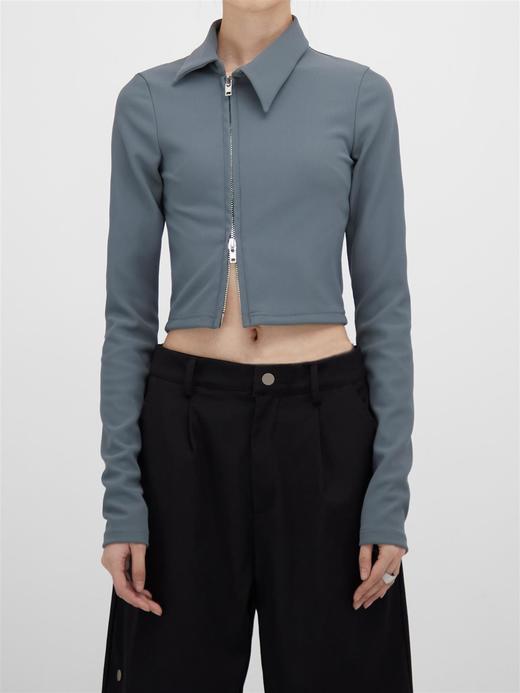 49PERCENT(49%)两色错位金属拉链长袖POLO衫 商品图2