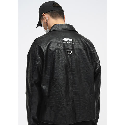 TERRAINCOGNITA新品PU皮短款鳄鱼纹皮衣宽松廓形百搭休闲外套男女 商品图1