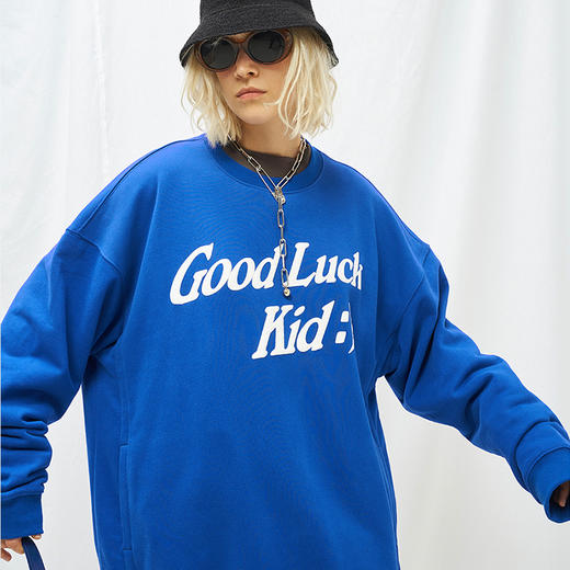 MODITEC 20秋冬 GOODLUCK发泡印花抓绒宽松卫衣 双色廓形套头卫衣 商品图0