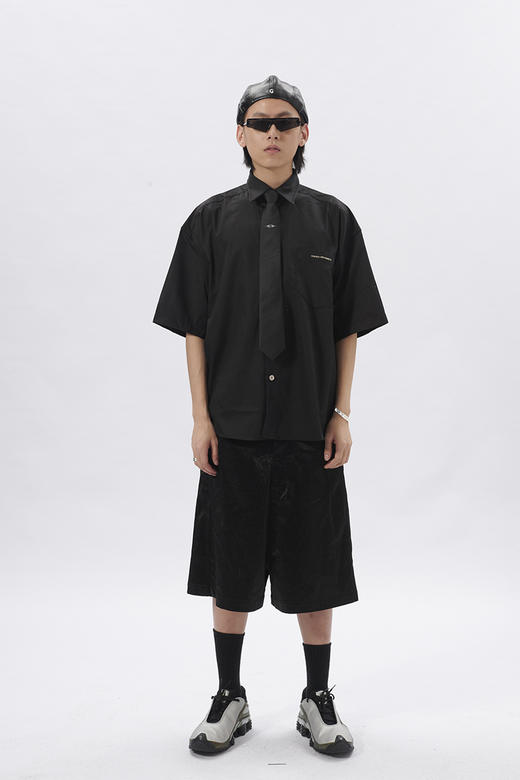 TERRAINCOGNITA夏季宽松廓形刺绣短袖衬衫百搭全包边男女同款 商品图0