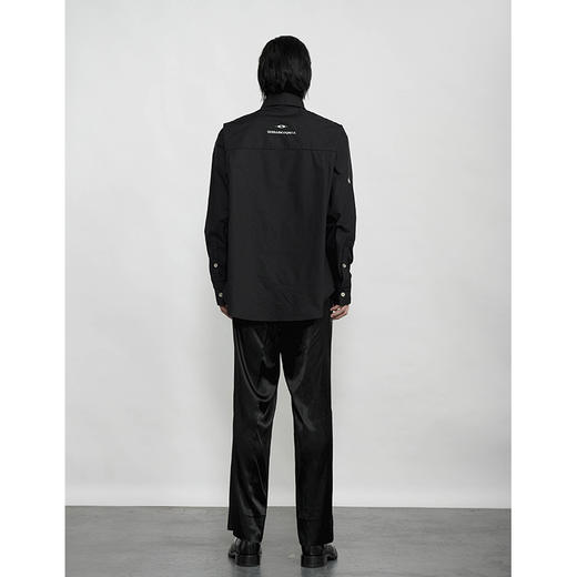 TERRAINCOGNITA20AW G系列刺绣金属质感宽松廓形百搭黑衬衫男女 商品图3