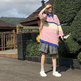 UMAMIISM 20SS 甜约翰夏季美式复古户外撞色面料拼接polo马球衫