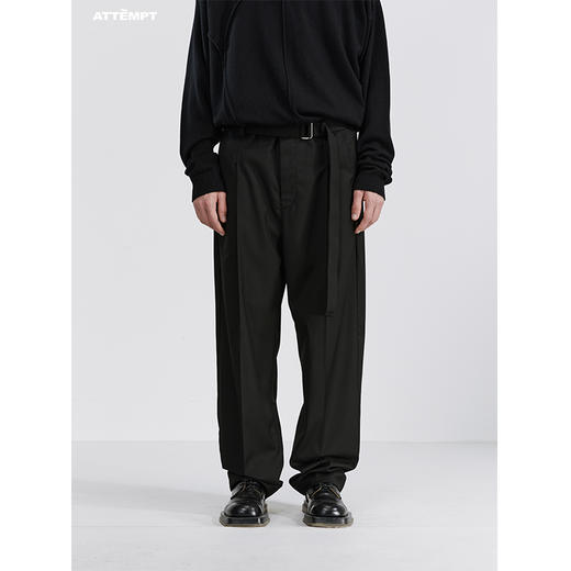 ATTEMPT SS21 立体坠感中缝直筒西裤潮牌纯色垂坠感宽松休闲裤 商品图2