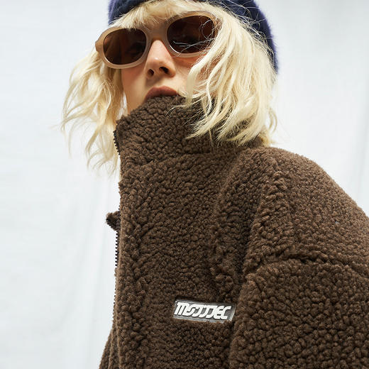 MODITEC中性色调羊羔绒拉链开衫双色拼接男外套 唐九洲余景天同款 商品图3