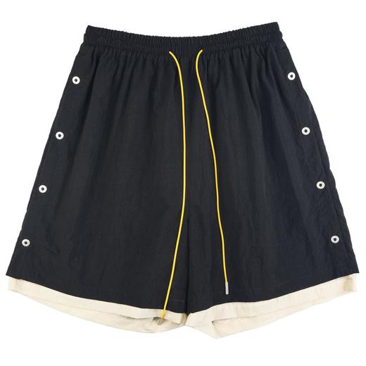 MODITEC 20SS 侧扣双层抽绳松紧腰多褶短裤解构双色剪裁宽松中裤 商品图4