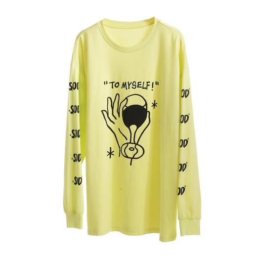 MODITEC 三色酒杯印花针织长袖 潮流糖果色卫衣 宽松全棉T恤 商品图4