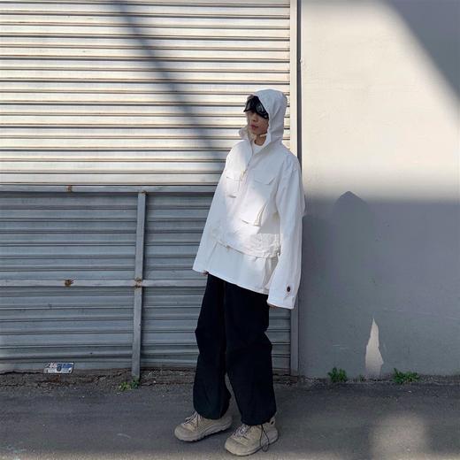 49PERCENT(49%)白色皱感太空风衣可拆卸短款休闲冲锋外套男女简约 商品图1