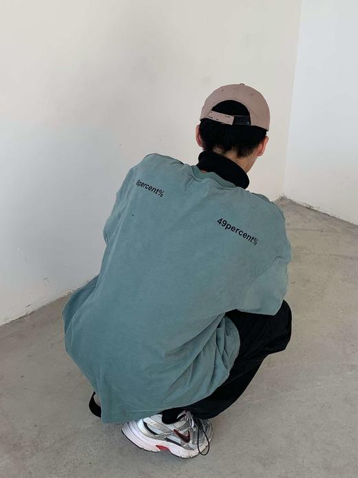 49percent灰石绿印花假两件卫衣男女简约 商品图2
