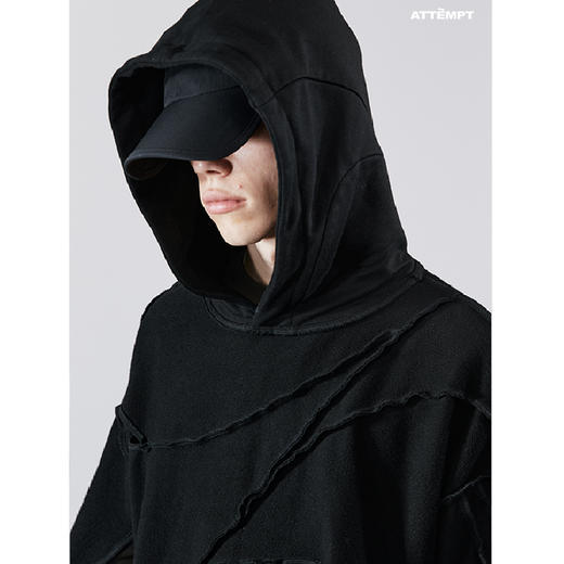 ATTEMPT SS21 弧形镂空两穿式连帽卫衣男女潮牌宽松休闲明线帽衫 商品图1