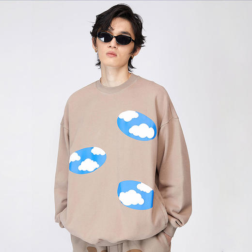 MODITEC四色云朵发泡立体印花抓绒卫衣宽松情侣潮流韩版 周深同款 商品图2