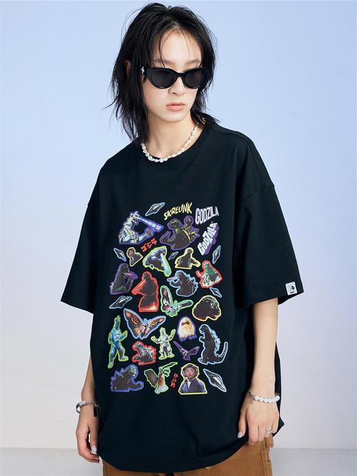 MODITEC 20SS蒸汽波怪兽印花短袖T恤OVERSIZE宽松休闲纯棉国潮 商品图0
