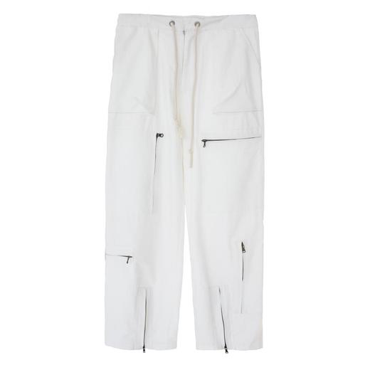 49PERCENT(49%) 原创设计白色不规则拉链口袋阔腿裤 商品图4