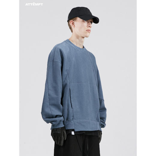 ATTEMPT SS21“STOMACHION” 线性分割圆领卫衣纯色休闲百搭上衣 商品图2