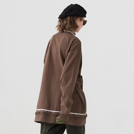 MODITEC 19AW 刺绣破坏高领T恤 做旧破坏打底长袖 商品图3