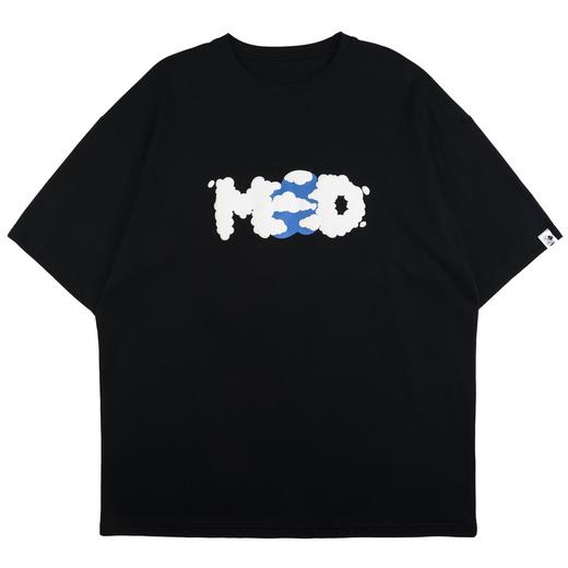 MODITEC 卡通蓝天白云朵字母发泡印花宽松短袖男女休闲纯棉T恤 商品图4