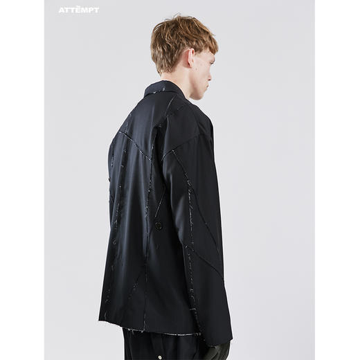 ATTEMPT SS21 “STOMACHION” 点线面毛边羊毛混纺西装明线西服 商品图2