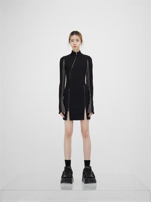 49PERCENT(49%)拼接拉链修身特工连衣裙高级简约 商品图0