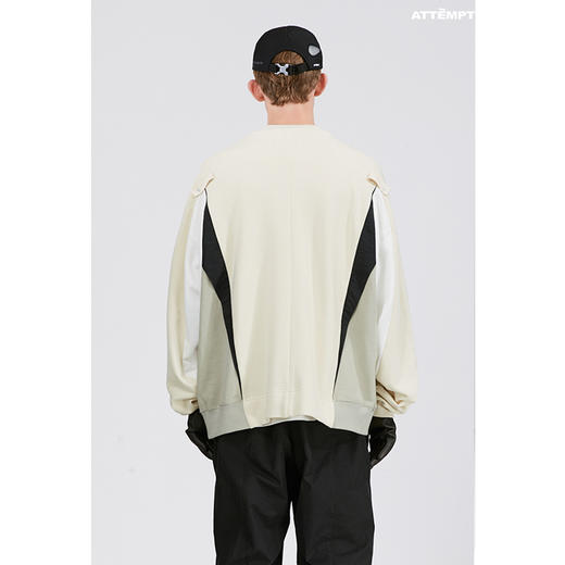 ATTEMPT SS21锐角穿插圆领卫衣国潮拼接撞色情侣廓形休闲无帽卫衣 商品图3